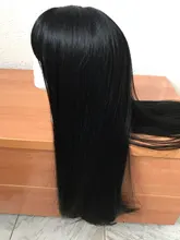 GEMMA Cosplay largo negro recto pelucas sintéticas con flequillo para las mujeres de África americano Lolita de diario fiesta resistente al calor de fibra