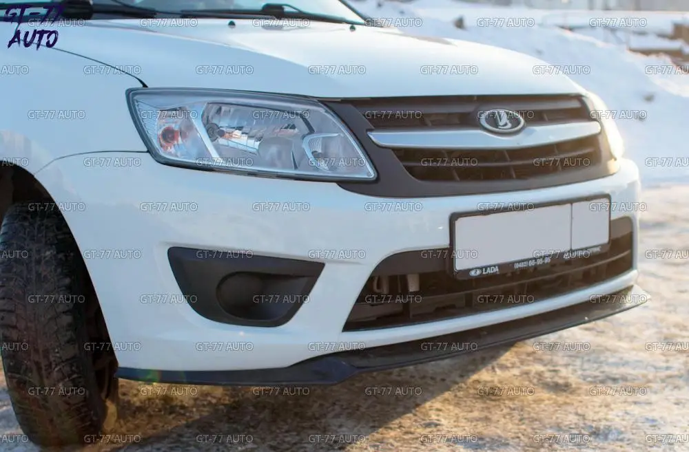 Сплиттер переднего бампера для Lada Granta- спортивный стиль под покраску или тиснение внешний материал ABS пластик Стайлинг тюнинг