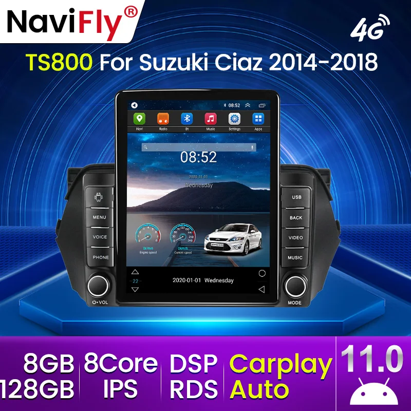 Автомагнитола Carplay 4G для Tesla Android 11 Suzuki Alivio Ciaz 2014 - 2018 2019 мультимедийный плеер с GPS