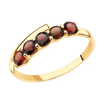 

Sokolov ring in Gold with grenades, fashion jewelry, gold, 585, women's male