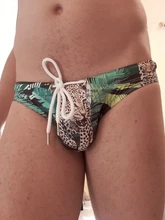 Bañador de cintura baja para hombre, ropa de baño con estampado triangular, bañadores de cordón, traje de baño Sexy corto deportivo para hombre