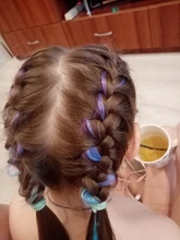 AliLeader-extensiones de cabello de una pieza con Clip, 57 colores, pelo sintético, degradado, rosa, rojo y azul, con Clip