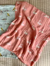 Muslinlife bebé Swaddle Wrap suave de algodón de bambú manta cochecito de bebé uso lindo conejito narval manta de bebé 120*120cm
