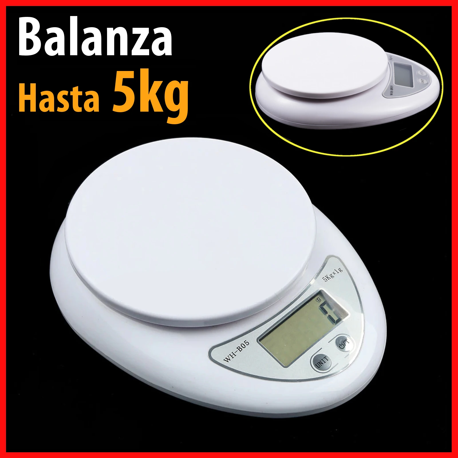 Balanza Bascula Digital para Cocina de Precision Electronica Desde 1gr / 5kg 5000 gramos GR