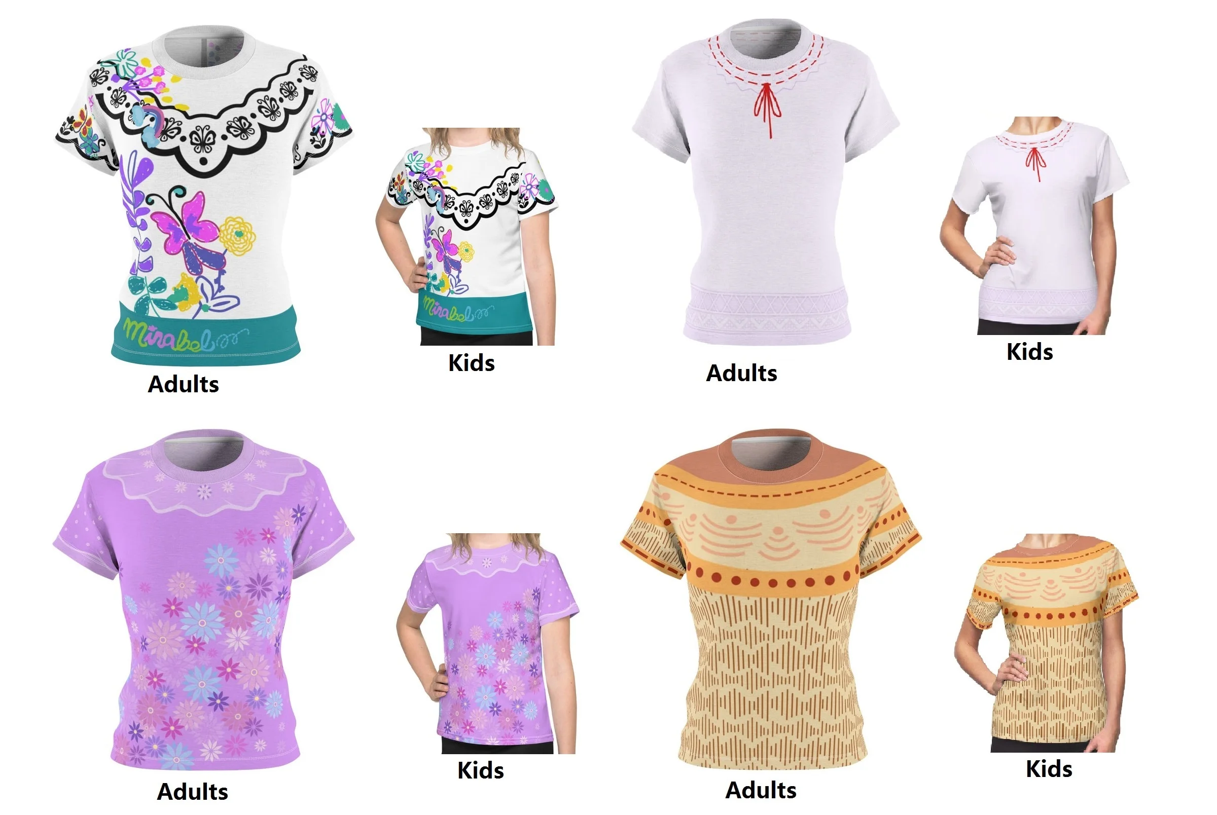Encanto Inspired Mirabel All-Over Print Costume Women's T-Shirt Encanto Inspired Mirabel All-Over Print Kid's Costume T-Shirt Family Matching Outfits