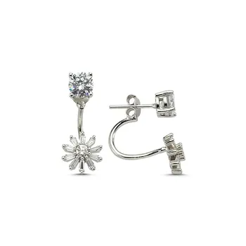 

Teleplus Baget & Zircon Crystal Dual Earrings 925 Sterling Silver