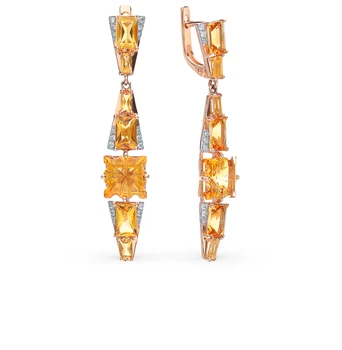 

Gold earrings with citrine sunlight