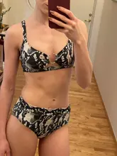 Conjunto de Bikini con estampado de leopardo para mujer, bañador Sexy de cintura alta con estampado de serpiente, traje de baño dividido con Tanga de banda de realce, ropa de baño brasileña 2021