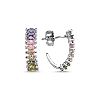 

Angemiel 925 Sterling Silver Colorful Shuttle Zircon Stone Earrings