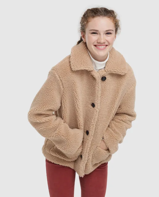 Green Coast El Corte Inglés Cazadora Abrigo de Mujer de Borrego Teddy con Bolsillos Camel Negra|Gabardina| - AliExpress