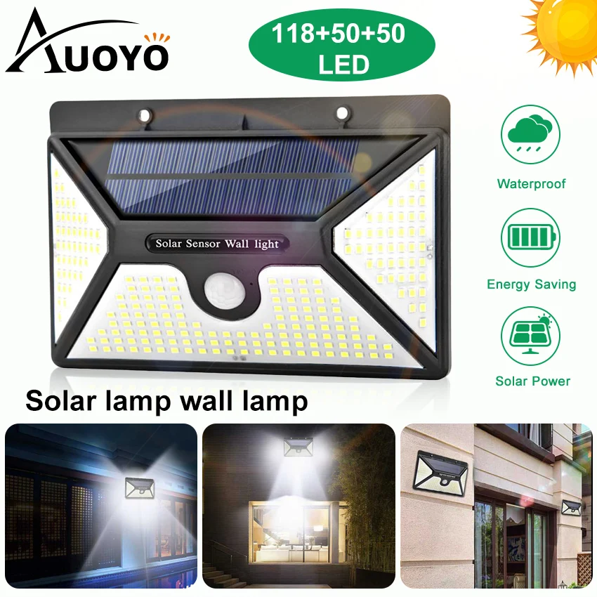 

Auoyo 218LED Solar Light Outdoor Lighting Wireless Motion Sensor Light IP65 Wall Light with 270 Â° Wide Angle Solar Light