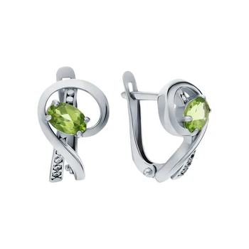 

Silver earrings with хризолитом and cubic zirconia sunlight sample 925 test