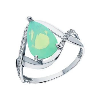 

Silver ring with cubic zirconia and Moonlight stones sunlight