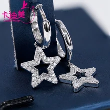 

adermay Jewelry Custom 10K White Gold Moissanite Star Shaped Pendant Earrings Party Wedding Birthday Gifts For Girls
