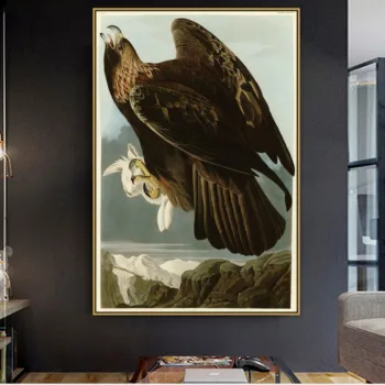 

John J. Audubon Old Famous American Artist Golden Eagle Canvas Painting Poster Print for Home Wall Decoration Wall Artwork