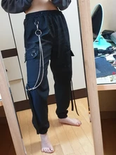 Las mujeres pantalones de carga 2021 pantalones Harem moda Punk bolsillos pantalón Jogger con cadena Harajuku elásticos alta cintura moda de calle