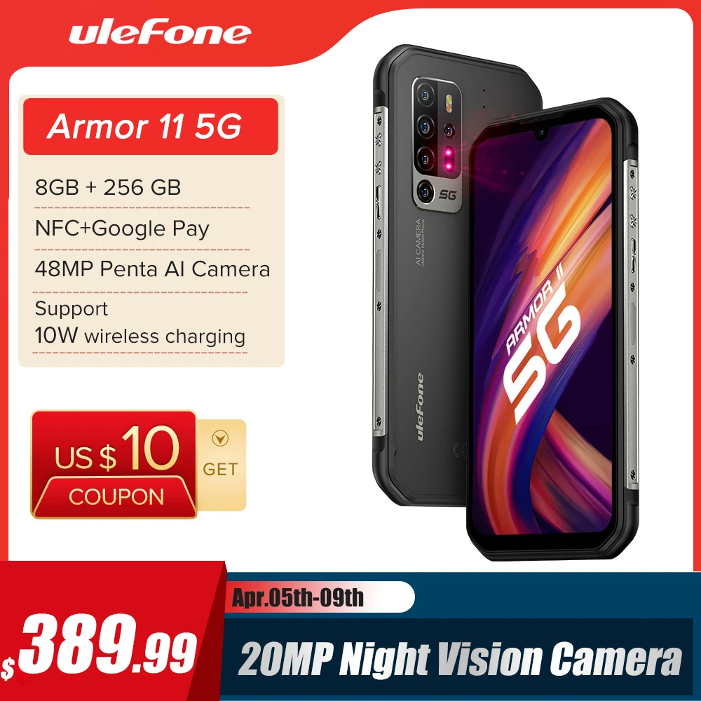 Ulefone Armor 11 5G Rugged Mobile Phone Android  8GB +256GB Waterproof Smartphone 48MP NFC Mobile Phone Wireless Charging laptop ram