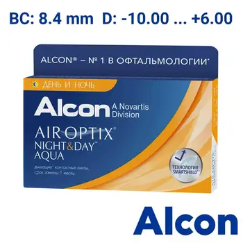 

Contact lenses Air Optix Night & Day Aqua (3 PCs), radius: 8.4mm