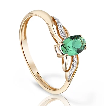

Gold ring with emeralds and diamonds VALTERA 585 sterling silver