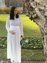 Pregnancy Photography Dress Maxi Maternity-Gown Long for XL Pleated Split-Side