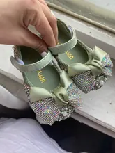 Zapatos de cuero con lazo de diamantes de imitación para niñas, zapatillas de baile de fiesta, zapatos planos de rendimiento para bebés y estudiantes, D785