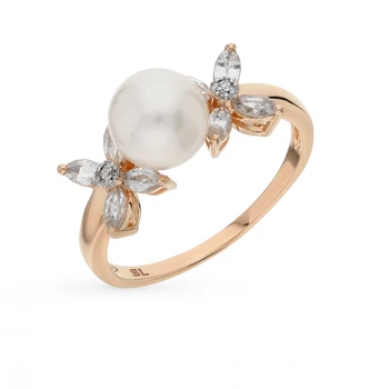 

Gold ring with pearls and diamonds sunlight sample 585