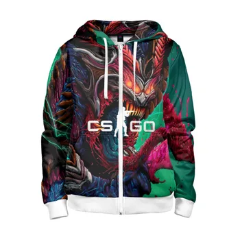 

Children's sweatshirt 3D with zipper CS go hyper beast skin