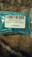 Terminales a tope termorretráctiles, conectores de Cable eléctrico aislados, prensado de 16-14 AWG, color azul, Conector de terminales, 25/50 Uds.