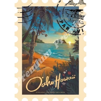 

Hawaii souvenir magnet vintage tourist poster