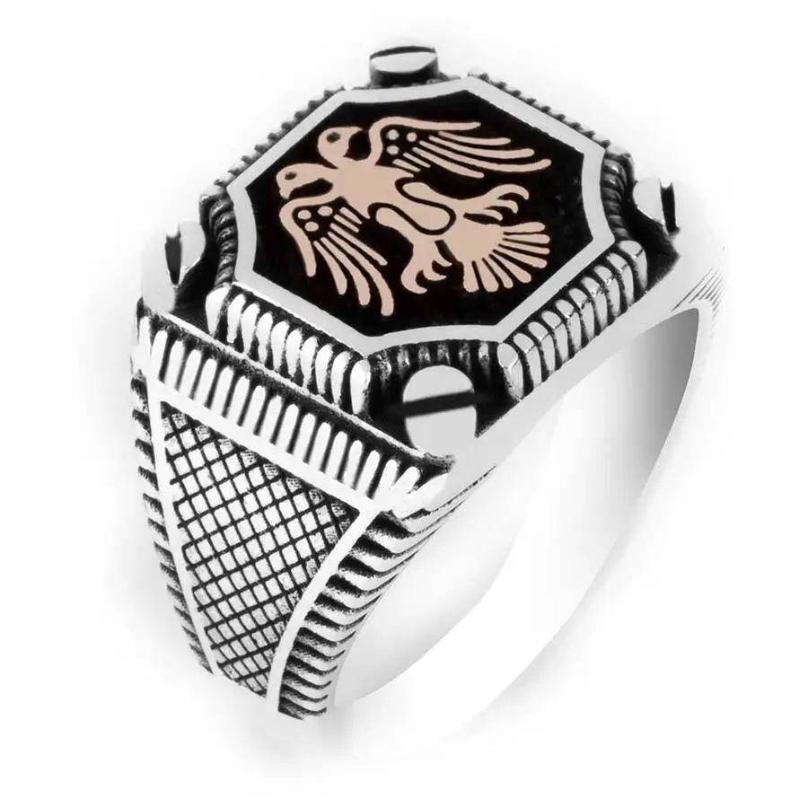 

Men Handmade Silver Ring With Animal Eagle Motif, Seljuk Empire Ring, Made In Turkey, Solid 925 Sterling Silver