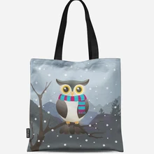 Многоразовая хозяйственная сумка эко женская сумка складная сумка для пляжа повседневное использование сумка на плечо Повседневная парусиновая с принтом совы