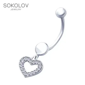 

Pendant Piercing a heart with cubic zirconia SOKOLOV fashion jewelry silver 925 women's male