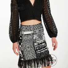 GREYMODA Женская трикотажная юбка с бахромой