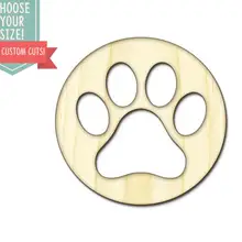 1Dog Paw деревянные вырезанные-на заказ Выберите свой размер-лазерная резка Деревянные Художественные товары для рукоделия Настенный декор свадебный детский DCS0584