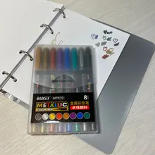 Juego de 8 bolígrafos metalúrgicos de color, rotuladores artísticos, marcadores de escritura, papelería, papelería, útiles escolares y de caligrafía