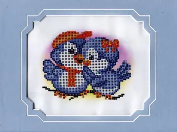 

61/BP set for embroidery with beads and Passepartout 'матренин Pos' 'птички', 24*26 cm