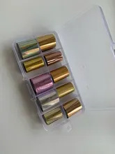 CHNRMJL-Lámina de transferencia de manicura holográfica, pegatinas adhesivas en envoltorios de papel AB, estrellado, accesorios de decoración de uñas