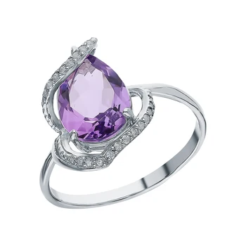 

Silver ring with amethyst and cubic zirconia sunlight sample 925