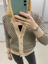 GIGOGOU solo Breasted V cuello mujeres botón árbol de Navidad negro suéter de punto Cardigan suelto de Jersey chaqueta abrigo