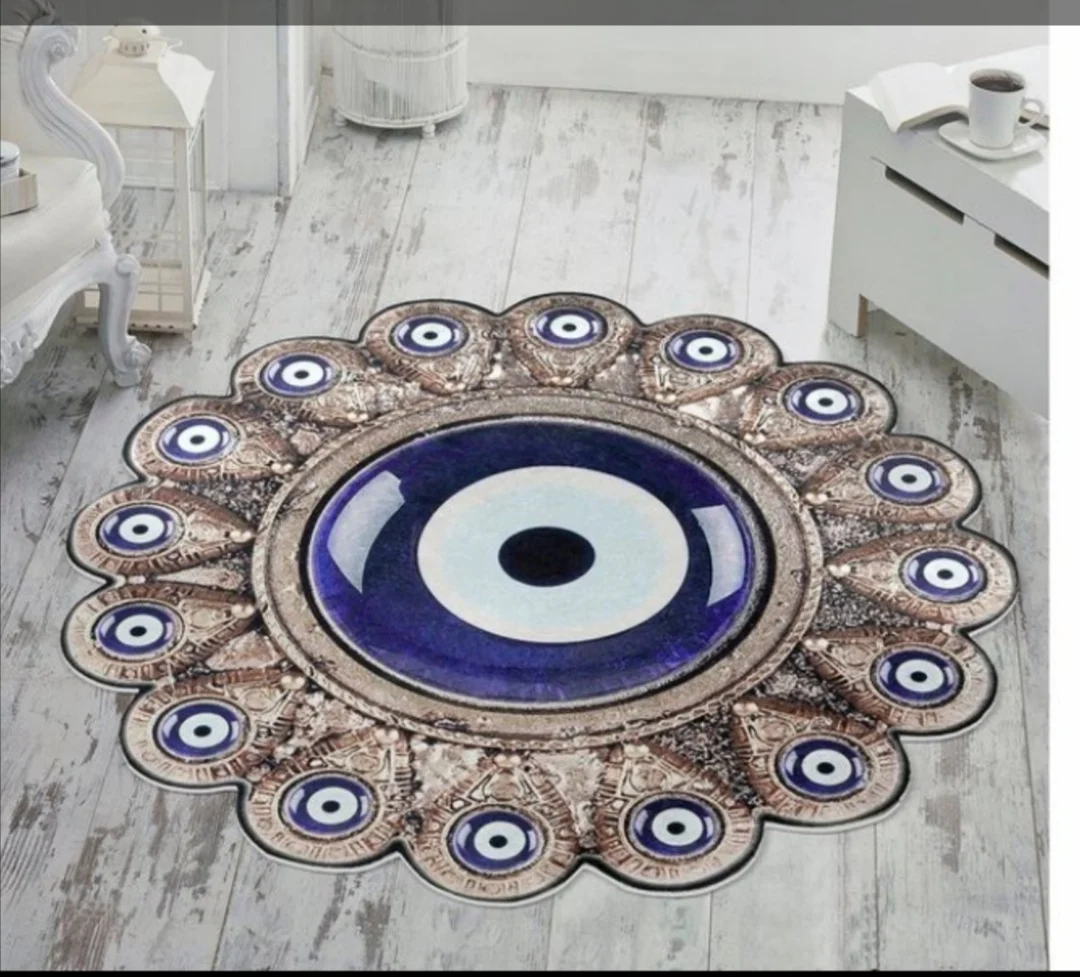 

Turkish Evil Eye Design Premium Quality Washable Floor Rug Carpet