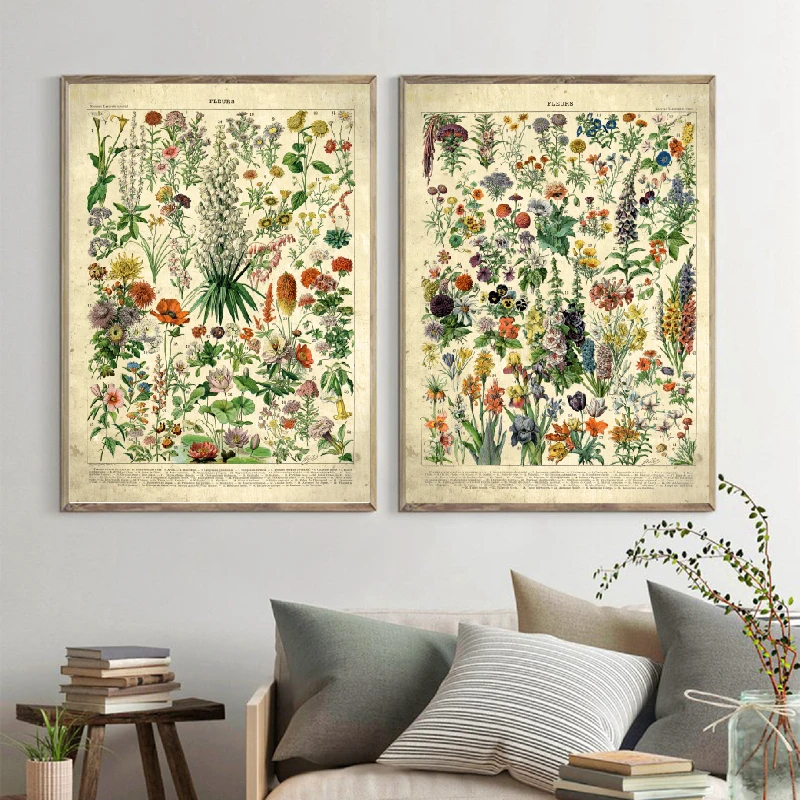 French Flowers Fleurs Vintage Prints Home Decor