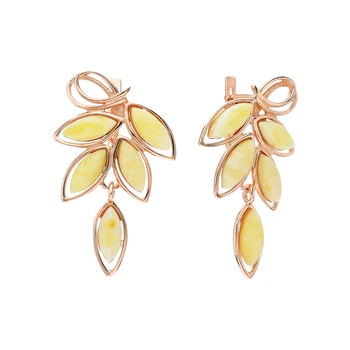 

Silver earrings with amber sunlight