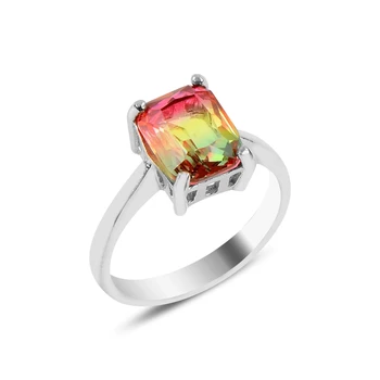 

Silver 925 Sterling Multicolor Zircon Engagement Ring