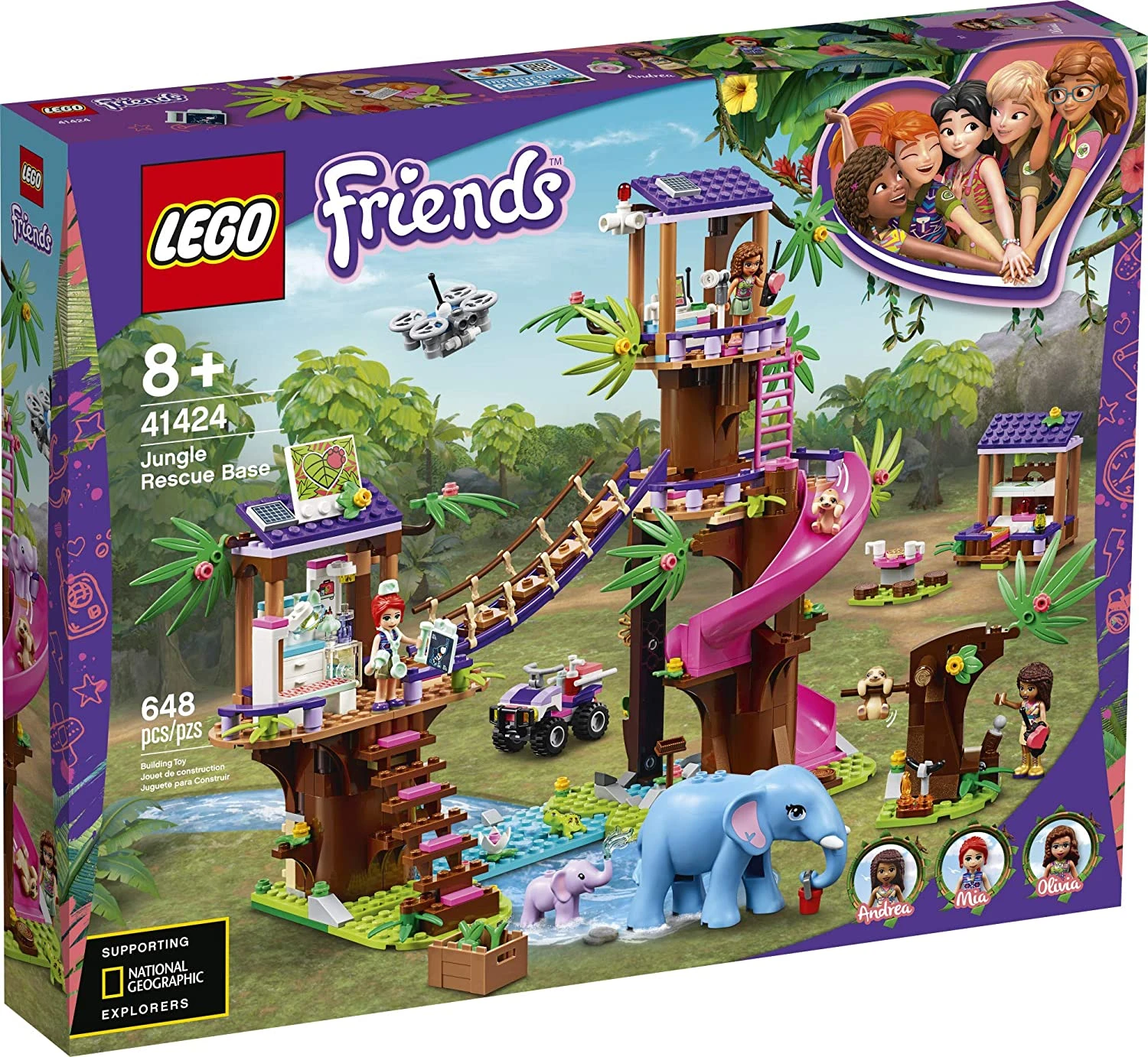 LEGO Friends Jungle Rescue Base 41424 Building Toy for Kids Animal Rescue  Kit that Includes a Jungle Tree House and 2 Elephant|Puzzles| - AliExpress