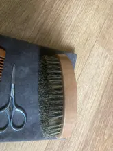 Barba Juego de cepillos para el pelo de la alta calidad suave cerdas de jabalí barba madera cepillo de peluquería de afeitar herramienta hombres bigote peine Kit con bolsa de regalo