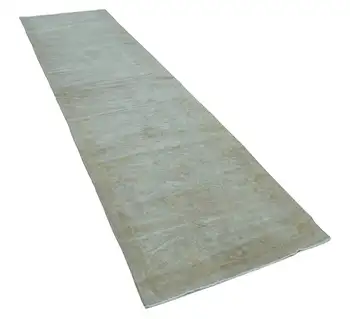 

90x348 Cm Beige Handmade Oushak Runner Rug-3x11 Ft