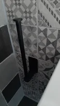 No Holes Roll Paper Holder Stainless Steel Paper Towel Rack for Bathroom Black
