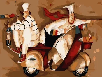 

Painting by Numbers Premium: Cook on мопеде
