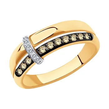

Sokolov gold ring with diamonds, fashion jewelry, 585, women's male