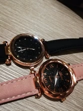 Reloj de pulsera informal de cuero para mujer, de cuarzo, con cielo estrellado, femenino